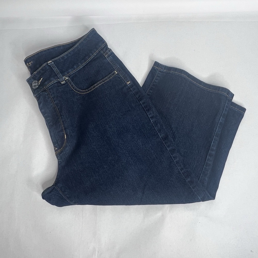 Women's Riders by Lee Capri Cropped Jeans Dark Wash Pockets Size 12 M 34 X 18.5